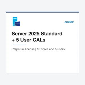 Windows Server 2025 Standard 16-Core + 5 User CALs license from Alkimio